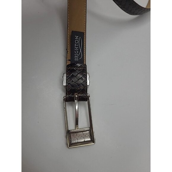 Vintage Brighton Brown Leather Weave Belt Women's Size M 32 - Picture 3 of 8